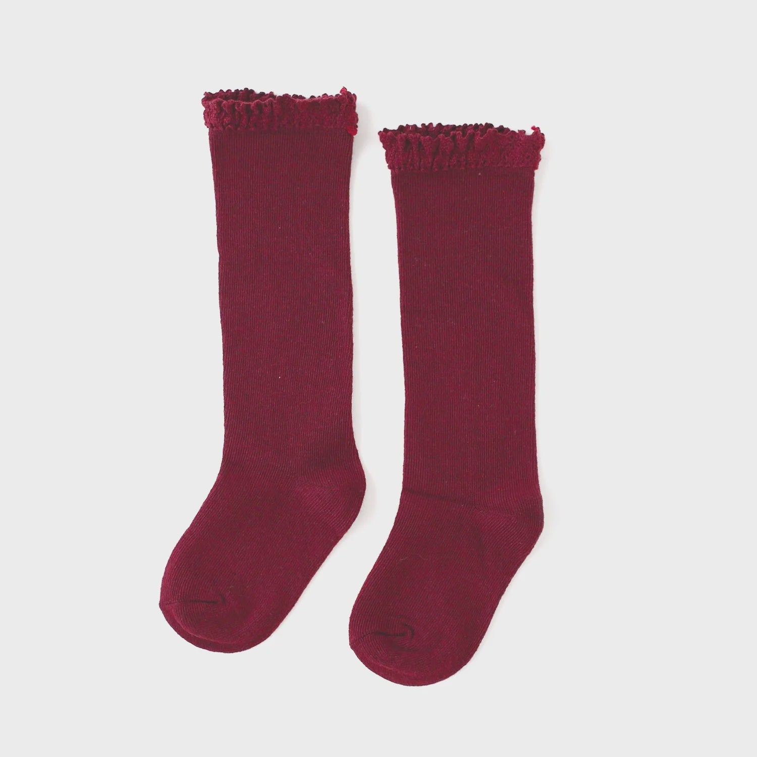 Little Stocking Co Lace Top Knee High Socks, Crimson