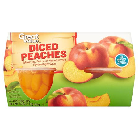 Great Value Diced Peaches in 100% Juice 4 - 4oz cups