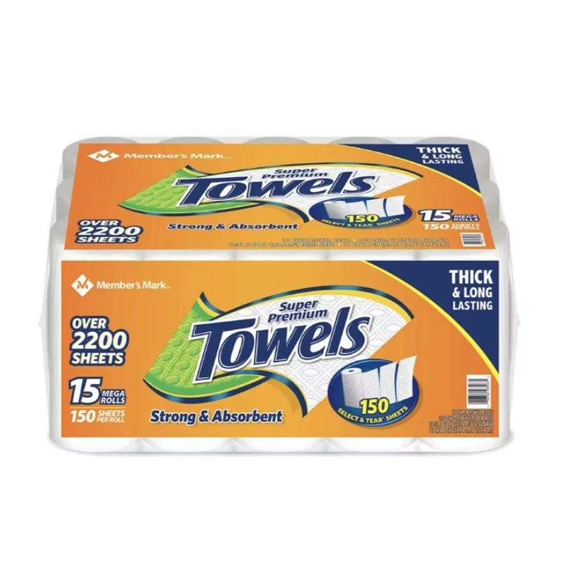 Member's Mark Paper Towels, 15 rolls, 150 sheets each (BULK)