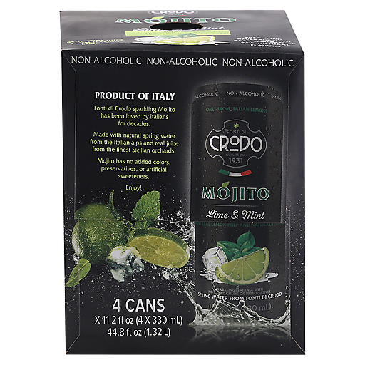 Fonti Di Crodo Sparkling Mojito, with Lime & Mint Pulp, 11.2 oz, 4 ct