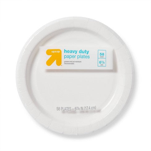 Up & Up Paper Plates, White, Snack Size 7" 58ct