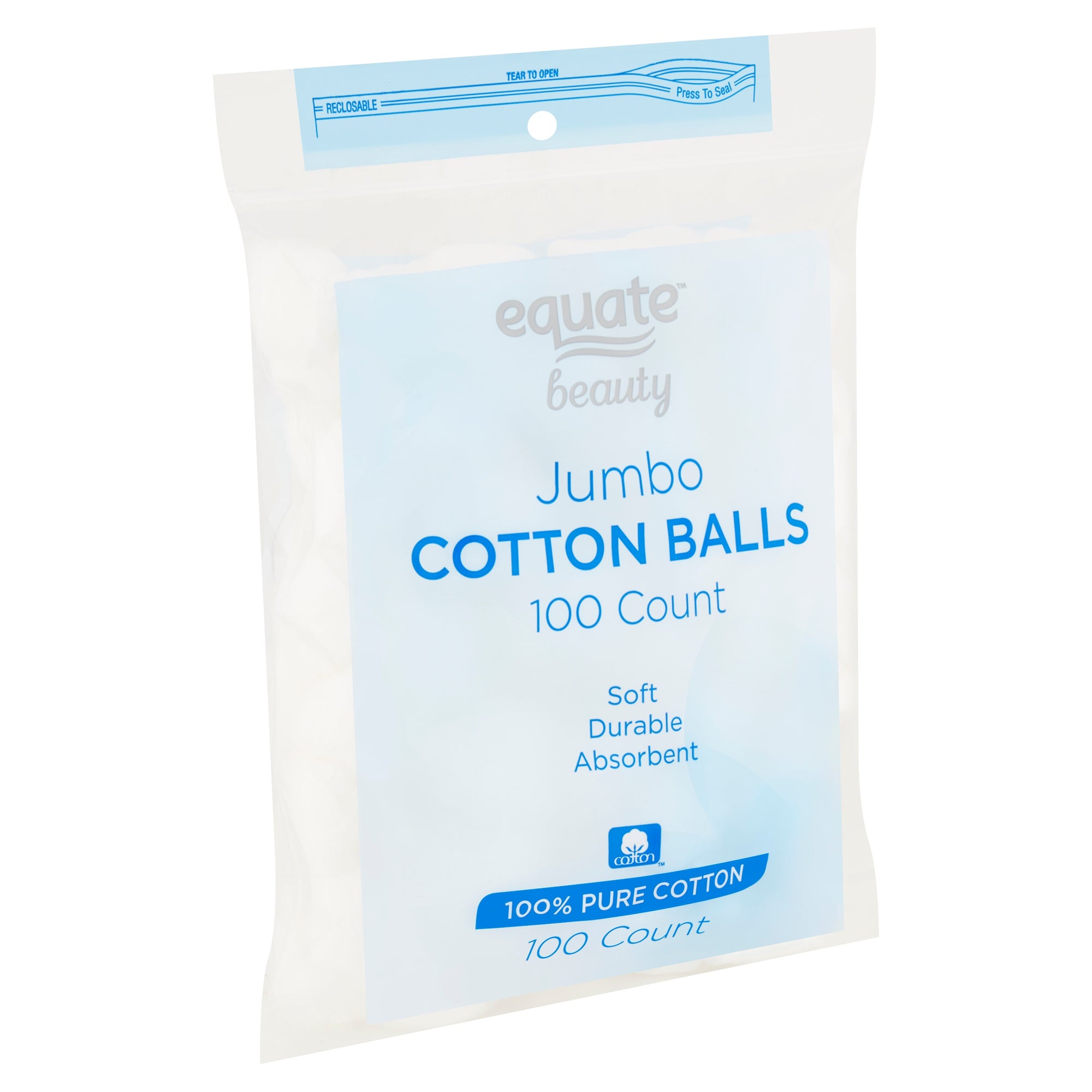 Equate Jumbo Cotton Balls, 100 ct