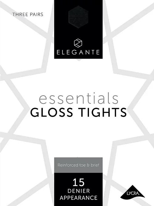 Elegante Essential Barely Black Glow Gloss Tights, Small x 3pk