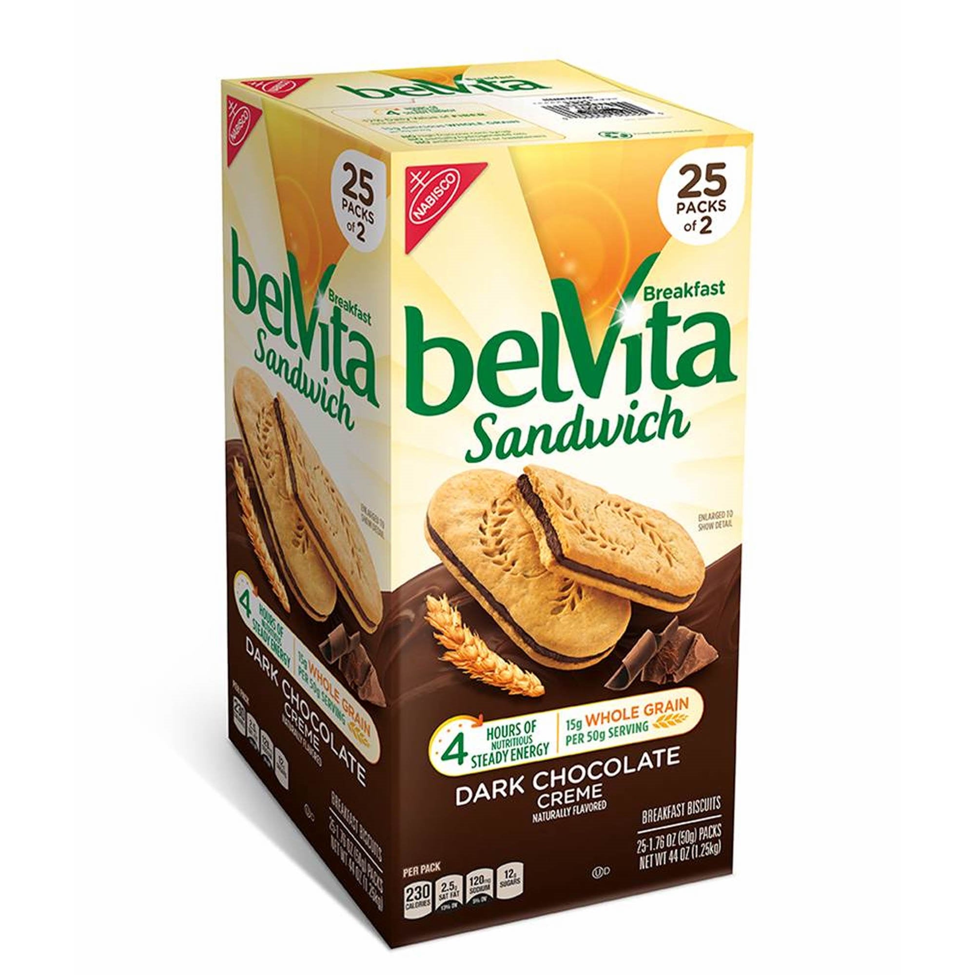 Belvita Breakfast Biscuits, Dark Chocolate Creme Sandwich 25ct