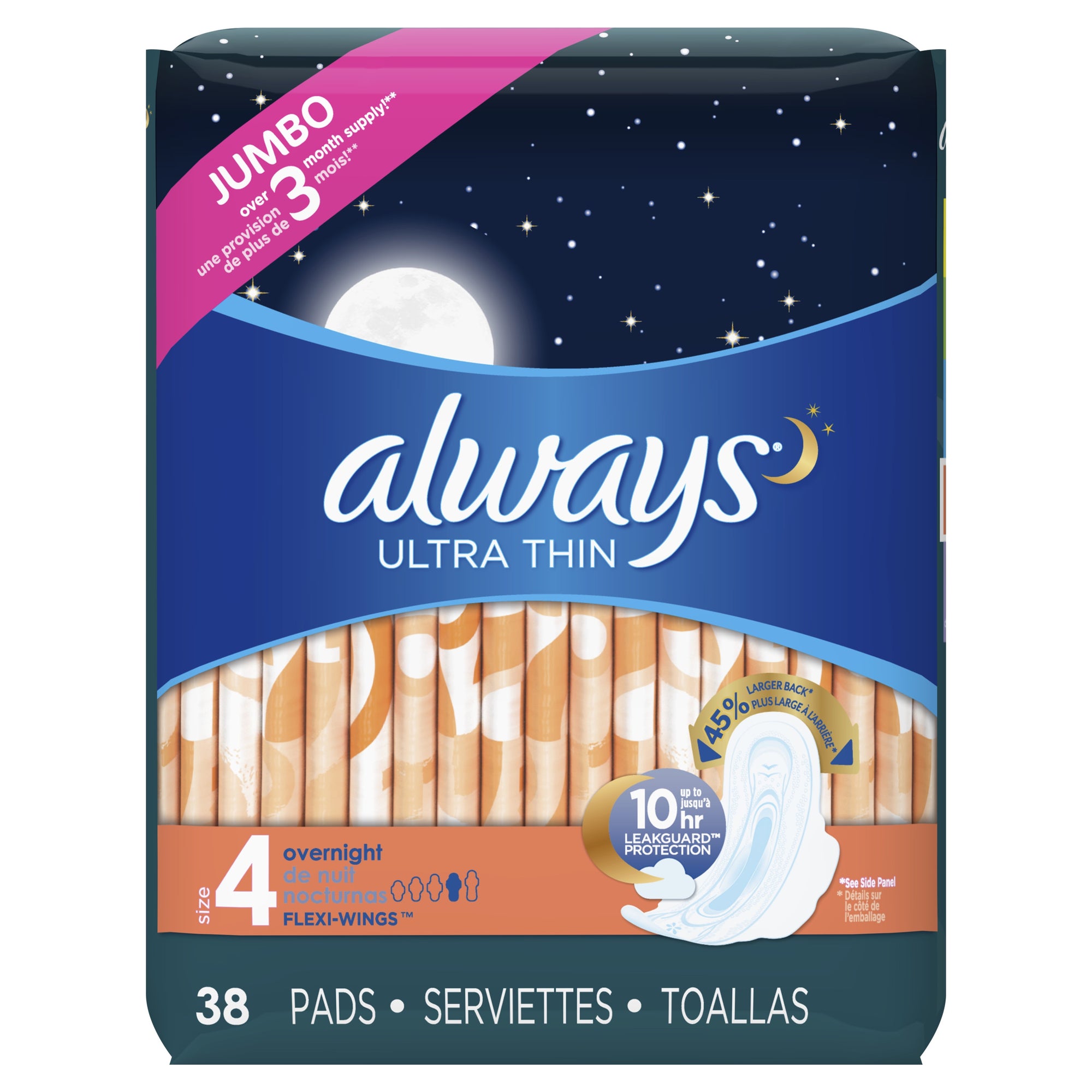 Always Pads, Size 4, Overnight with wings 40ct