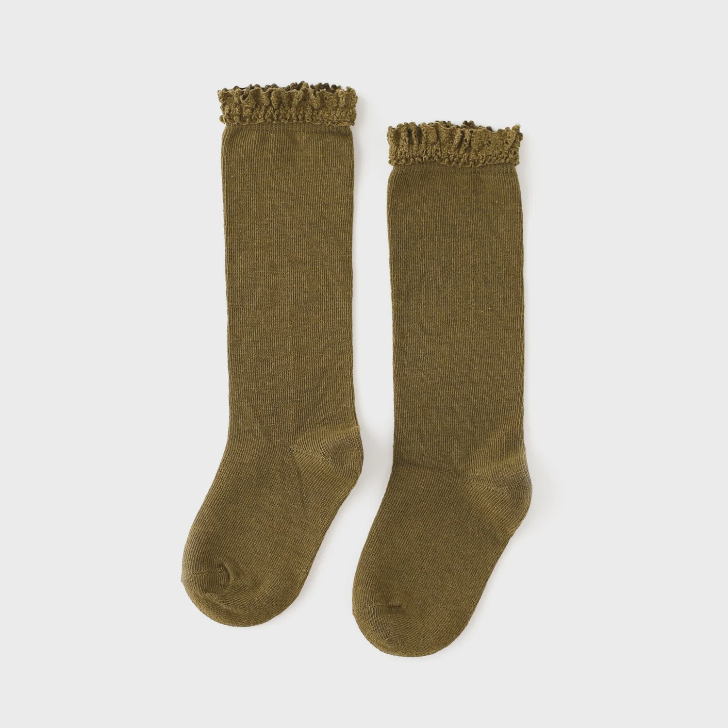 Little Stocking Co Lace Top Knee High Socks, Fern