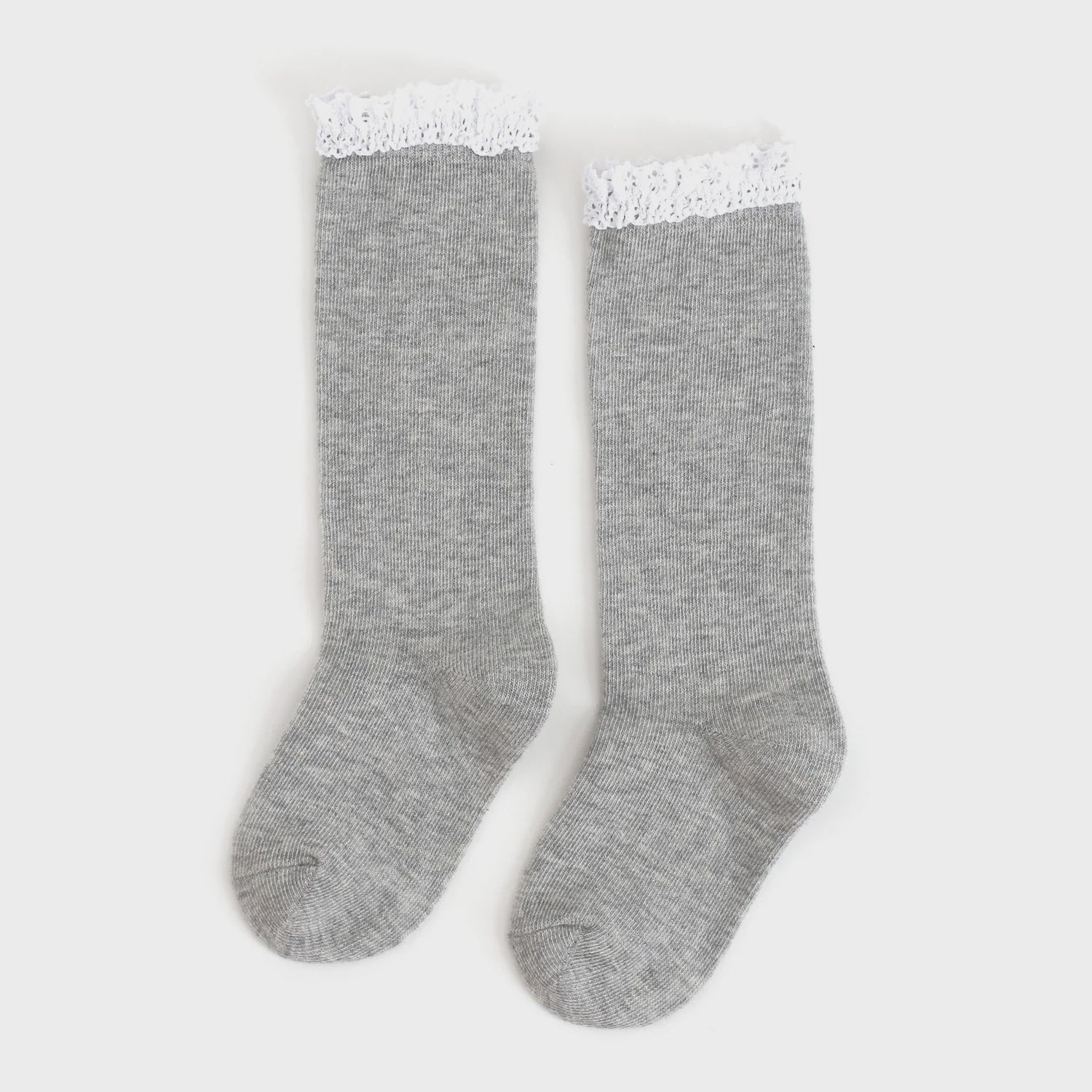 Little Stocking Co Lace Top Knee High Socks, Gray