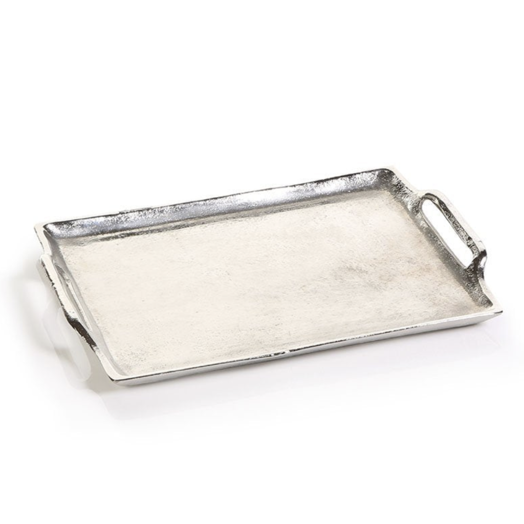 Silver Metal Tray With Handles