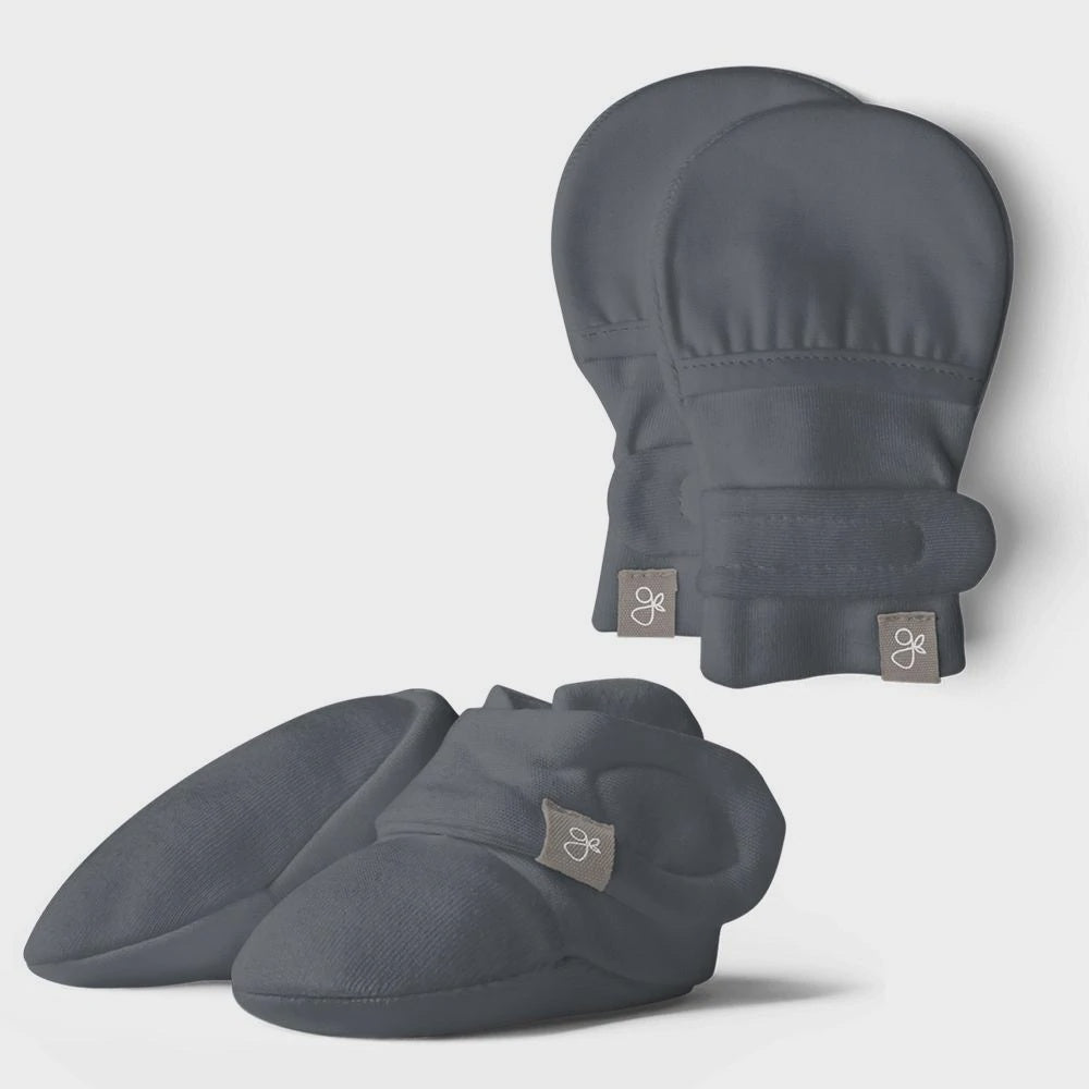 Goumi Kids Baby Bootie & Mitts Box Set, Grey, 0-3m