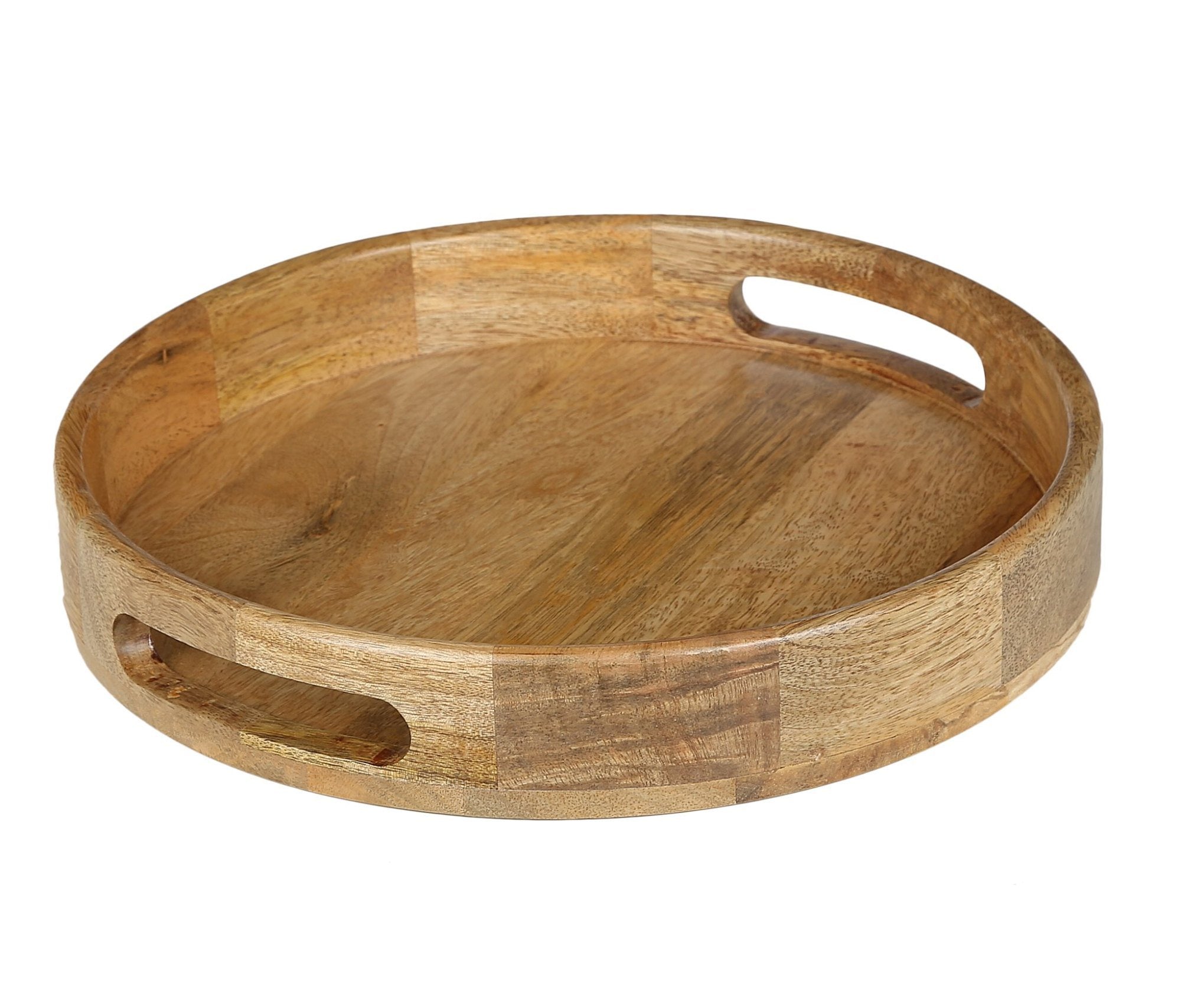 Round Wooden Tray With Handles